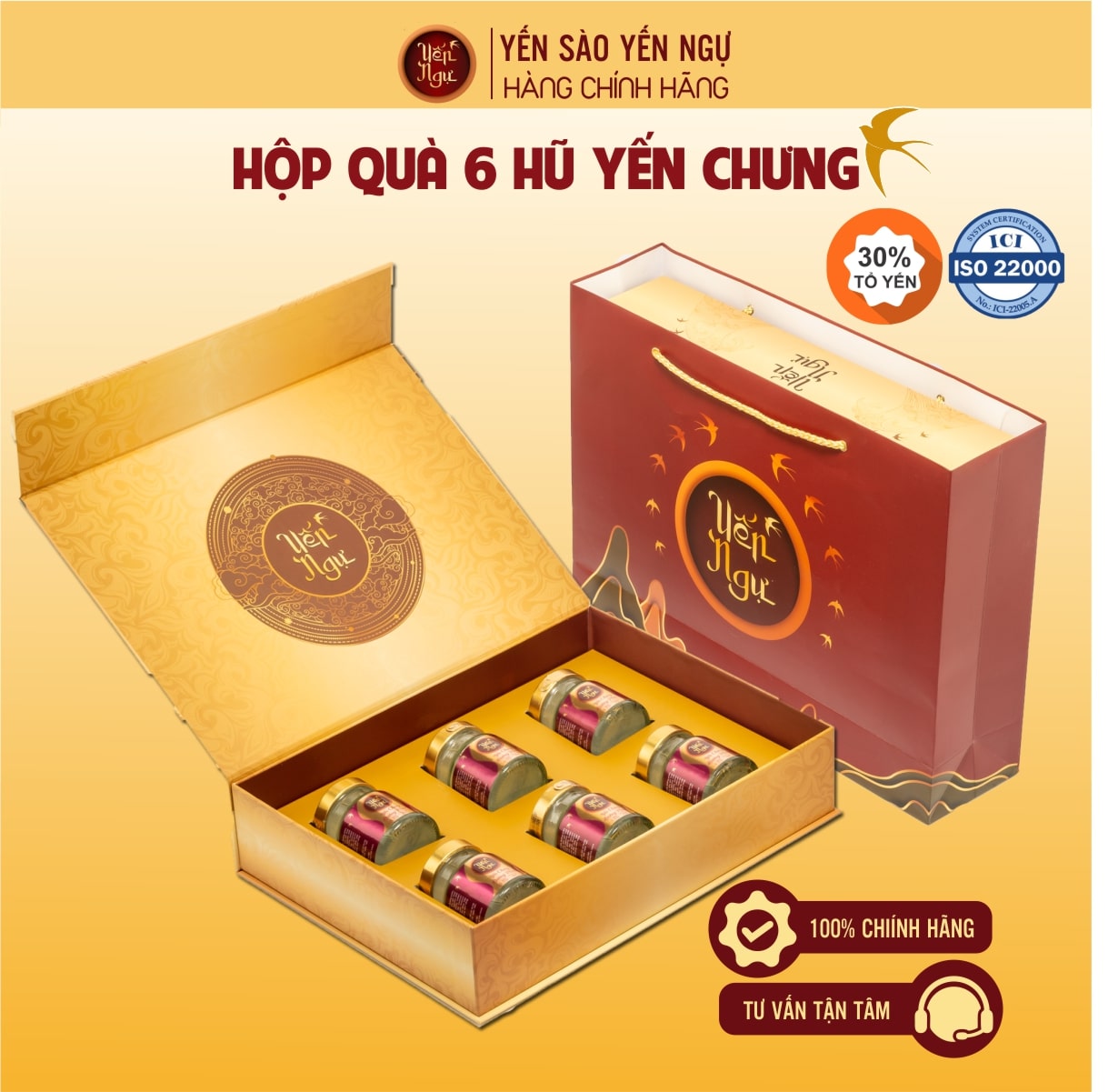 Hộp quà Yến chưng Đường Phèn 6 Hũ