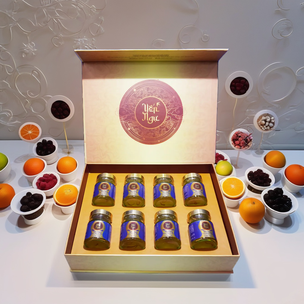 Hộp quà Yến chưng Đông trùng hạ thảo 8 Hũ